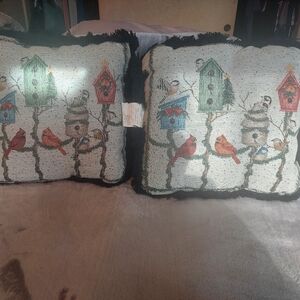 Cardinal & Birdhouse pillows (2)